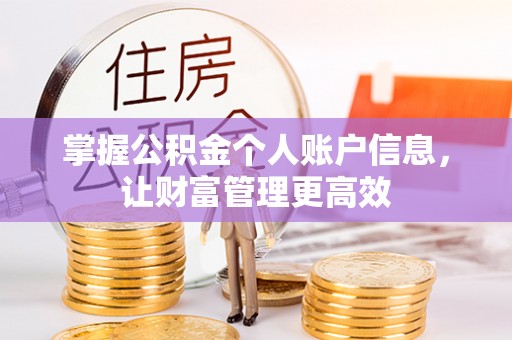 全州掌握公积金个人账户信息，让财富管理更高效