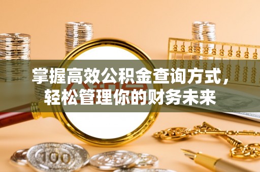全州掌握高效公积金查询方式，轻松管理你的财务未来